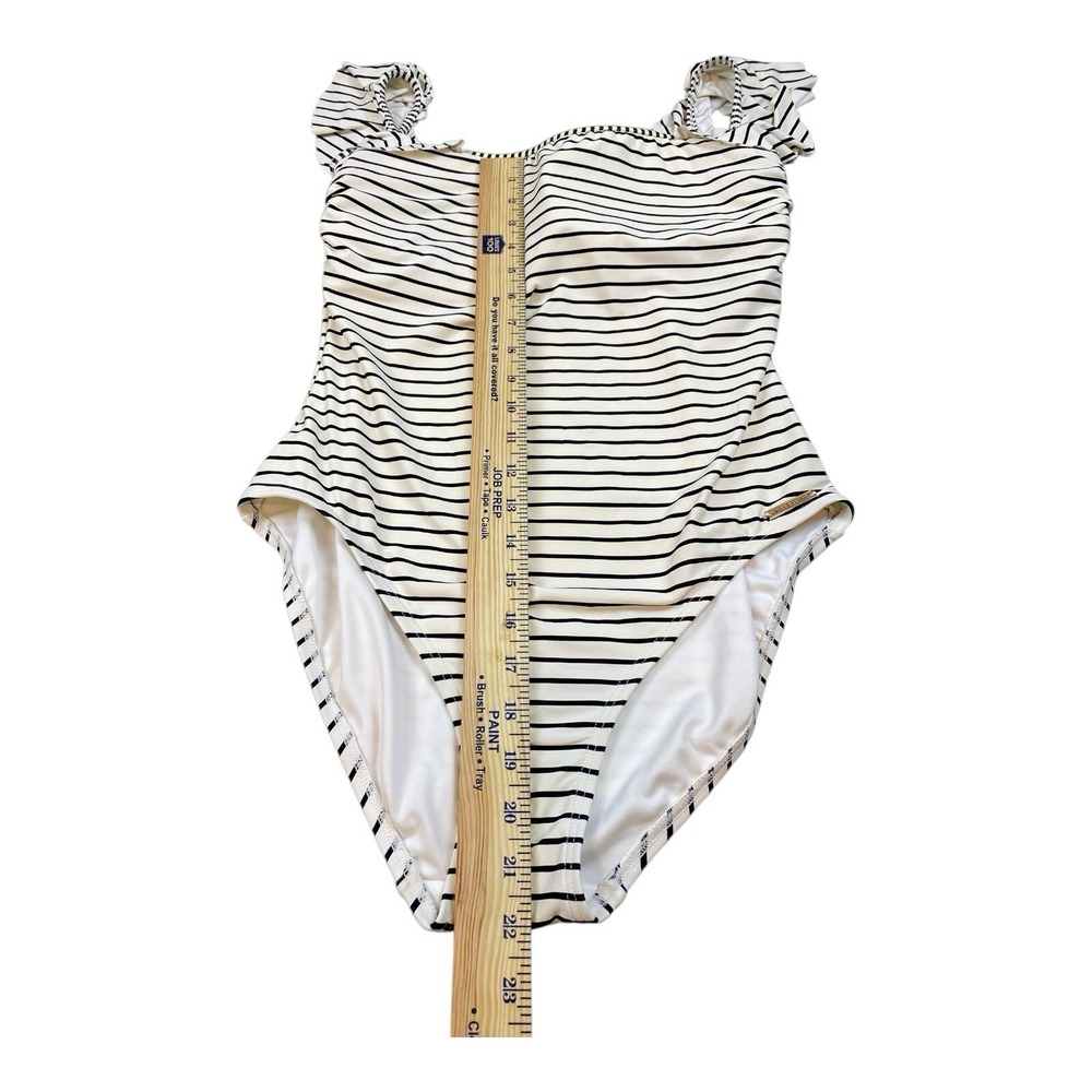 Vince Camuto Bathing Swimwear Womans Sz‎ 12 Stripes White Black Print Swimsuit - Picture 4 of 10